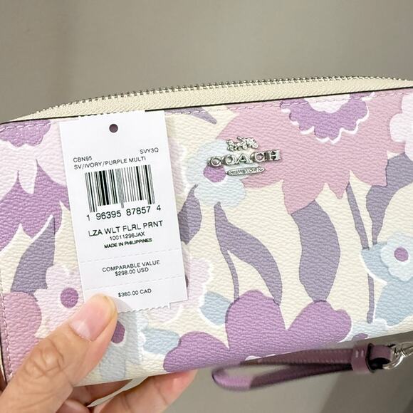Coach CBN95 Long Zip Around Wallet With Floral Print - Picture 4 of 4